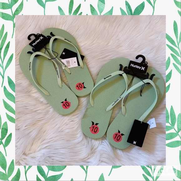 Hurley Riley Flip Flops - NWT x2 - Size 10 - Light Green - Picture 1 of 8
